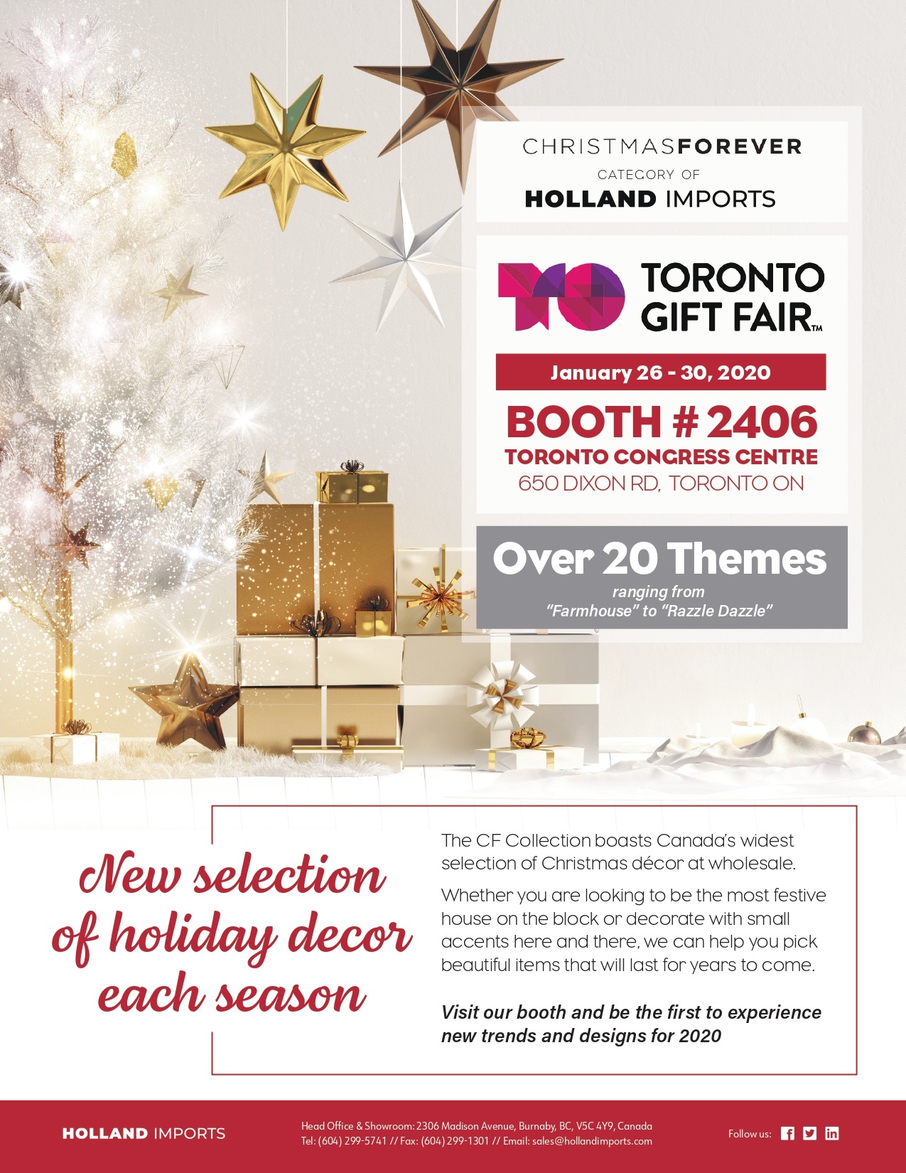 Visit Us At The 2020 Spring Toronto Gift Fair January 2630 Holland